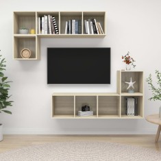 vidaXL Set de dulapuri TV, 4 piese, stejar sonoma, lemn prelucrat 3079811