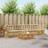 vidaXL Set de canapele de exterior cu pernă 5 pcs Alb și Bej 3389988