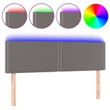 Cumpara ieftin Tablie de pat cu LED, gri, 144x5x78/88 cm, piele ecologica