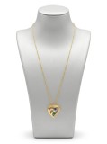 Cumpara ieftin Colier din Argint 925 Placat cu Aur cu Inima Multi-Pietre (Albastru, Alb, Verde) E i Contur PavA , O Simfonie de Culori E i Romantism