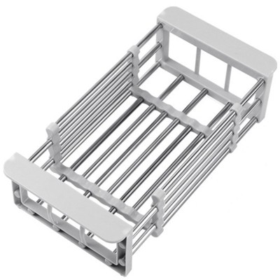 Suport Scurgere Extensibil pentru Bucatarie, Cyrax, Uscator Vase din Otel Inoxidabil, Suport Tacamuri si Pahare, Suport pentru Fructe si Legume, 24.5 foto