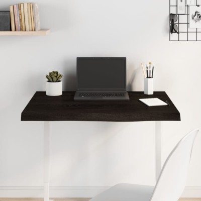 vidaXL Blat de masă gri 80x60x(2-4) cm, lemn masiv stejar tratat foto