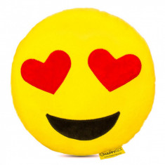 Perna Decorativa Emoji Indragostit, Happy Face, Galben foto