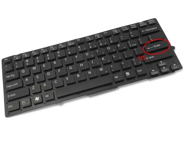 Tastatura Sony Neagra Vaio VPCSB iluminata layout US fara rama enter mic, Vaio VPCSD iluminata layout US fara