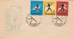 1957 Romania, FDC Campionatele Internationale de Atletism LP 439, plic prima zi foto