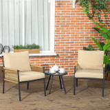 Cumpara ieftin Outsunny Set de Mobilier de Terasa cu 3 Piese, Set de Mobilier din Rachita, Set de Mobilier de Exterior Bistro cu Perne Moi pentru Sezut si Spatar