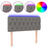 Cumpara ieftin Tablie de pat cu LED, gri inchis, 90x7x78/88 cm, textil