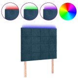 Cumpara ieftin Tablie de pat cu LED, albastru inchis, 100x5x118/128cm, catifea