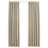 Cumpara ieftin Draperii opace cu carlige, 2 buc., bej, 140 x 245 cm