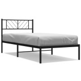 Cumpara ieftin Cadru de pat din metal cu tablie, negru, 107x203 cm