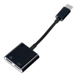 Cumpara ieftin Adaptor HF, Redare muzica si incarcare dispozitive simultan, Type-C / Type-C, Negru