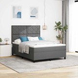 VidaXL Pat box spring cu saltea gri &icirc;nchis 140x200 cm țesătură