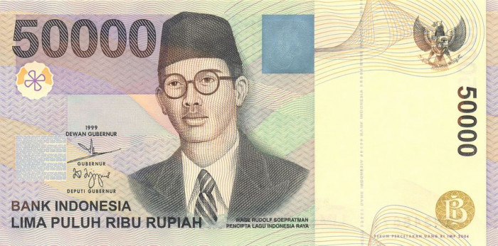 INDONEZIA █ bancnota █ 50000 Rupiah █ 1999 / 2004 █ P-139f █ UNC █ necirculata
