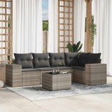 vidaXL Set canapele de grădină cu perne, 6 piese gri deschis poliratan 3222541