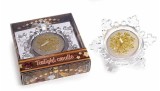 Cumpara ieftin Set suport si lumanare in cutie cadou Fulg de Nea III cm 7 x 8 x 2 H
