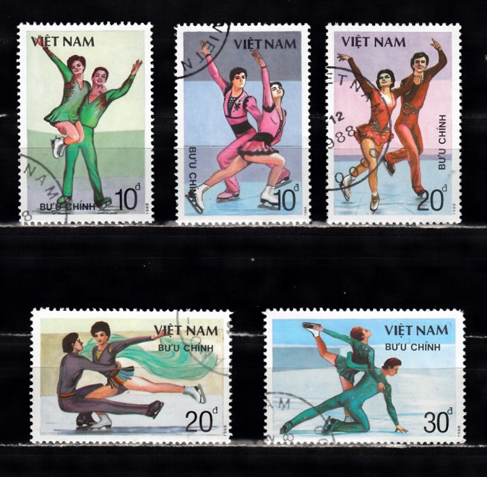 A12 S5 10 - Timbre foarte vechi - Vietnam - patinaj artistic