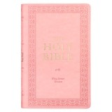 KJV Holy Bible, Giant Print Standard Size Faux Leather Red Letter Edition - Ribbon Marker, King James Version, Pink