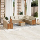 vidaXL Set canapele de grădină cu perne, 10 piese, bej, poliratan 3260189