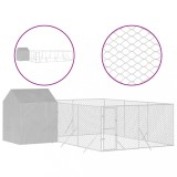 Cumpara ieftin Padoc de exterior cu acoperis argintiu 6x6x2,5m otel galvanizat