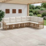 Cumpara ieftin Set de canapele de exterior 7 buc. Alb Natural si Crem