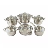 Set de Oale din Otel Inoxidabil Deluxe cu 12 Piese si Capace de Sticla Handy KitchenServ, Perfect Home