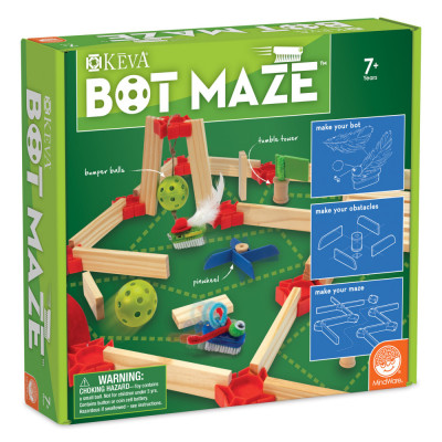 KEVA Maker Bot Maze, labirint cu piese de lemn si roboti motorizati foto