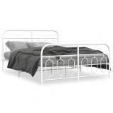 Cumpara ieftin Cadru de pat metalic cu tablie, alb, 135x190 cm