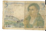 Bancnota 5 francs 1943 - Franta, cu rupturi