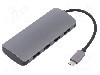 Cablu DC soclu, USB A soclu x4, USB C mufa, USB 3.1, lungime 0.2m, {{Culoare izola&amp;#355;ie}}, QOLTEC - 50379