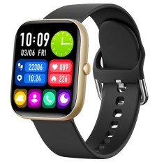 Smartwatch iSEN C08, Auriu, Curea TPU Neagra, 1.91 TFT, Ritm Cardiac, Tensiune Arteriala, Oxigen in Sange (SpO2), Moduri Sport, Notificari Apeluri Mes