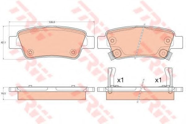 Set placute frana,frana disc HONDA CR-V IV (RE) (2012 - 2016) TRW GDB3576