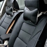 Cumpara ieftin Set 2 perne pentru tetiere auto, marca AMIO, pentru sustinere gat din piele ecologica, culoare NEGRU