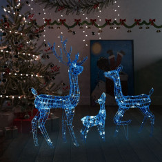 Decoratiune de Craciun familie reni 300 LED-uri albastru acril GartenMobel Dekor
