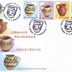 2007 Romania, FDC Ceramica romaneasca - Oale si cani (II) LP 1788, plic prima zi
