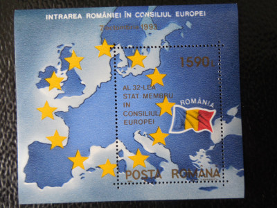 Romania-Intrarea in Consiliul Europei-bloc nestampilat foto