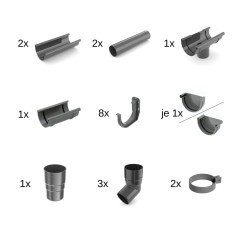 Kit Complet Jgheaburi și Burlane Grafit 4m, Sistem 75