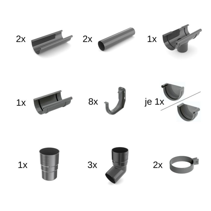 Set jgheaburi 4m grafit, sistem complet drenaj acoperiș