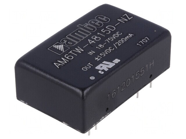 Convertor DC/DC 6W 18-75V la 15V/-15V AM6TW-4815D-NZ
