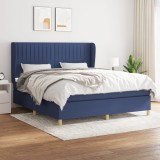 VidaXL Pat box spring cu saltea, albastru, 180x200 cm, material textil