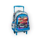 Ghiozdan troller cu Roți Hot Wheels Runner, 30 x 25 x 15 cm ,Albastru Multicolor, Baiat, Troler