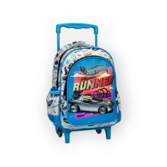 Ghiozdan troller cu Roți Hot Wheels Runner, 30 x 25 x 15 cm ,Albastru Multicolor