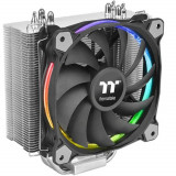 Cooler procesor Thermaltake Riing Silent 12, 4 pin, Nivel zgomot 22 dB, Compatibil Intel/AMD, Iluminare RGB, Negru