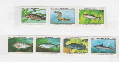 NICARAGUA-1987-PESTI-Serie de 7 timbre nestampilate MNH foto