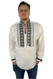 Bluza tip ie barbati R21, marime L, alb/verde, Bumbac