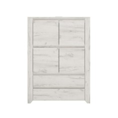 Comoda 2 sertare 2 usi din pal alb craft Angel 84x40x116 cm