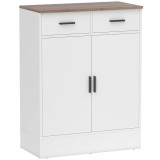 HOMCOM Bufet Modern cu 2 Sertare și Dulap cu 2 Uși Alb și Lemn | Aosom Romania