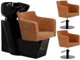 Setul include o mașină de spălat păr și 2 scaune de frizerie hidraulice pentru salonul un scaun mobi