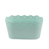 Ghiveci din plastic Lace, albastru, oval, 28.5 x 15.5 cm