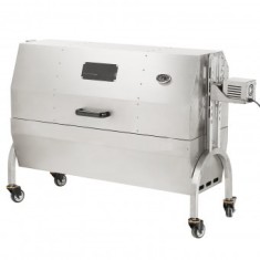 Gratar pe carbune cu capac si rotisor electric 50W, Vivatechnix Otel Inoxidabil, Termometru, Roti blocabile, inaltime reglabila
