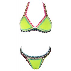 SW860-92 Costum de baie multicolor, cu neopren si model crosetat